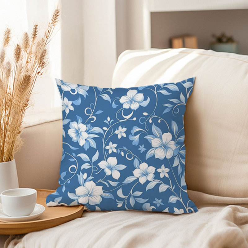 Floral Blue Flowers Floral Pattern XI, 18"H x 18"W