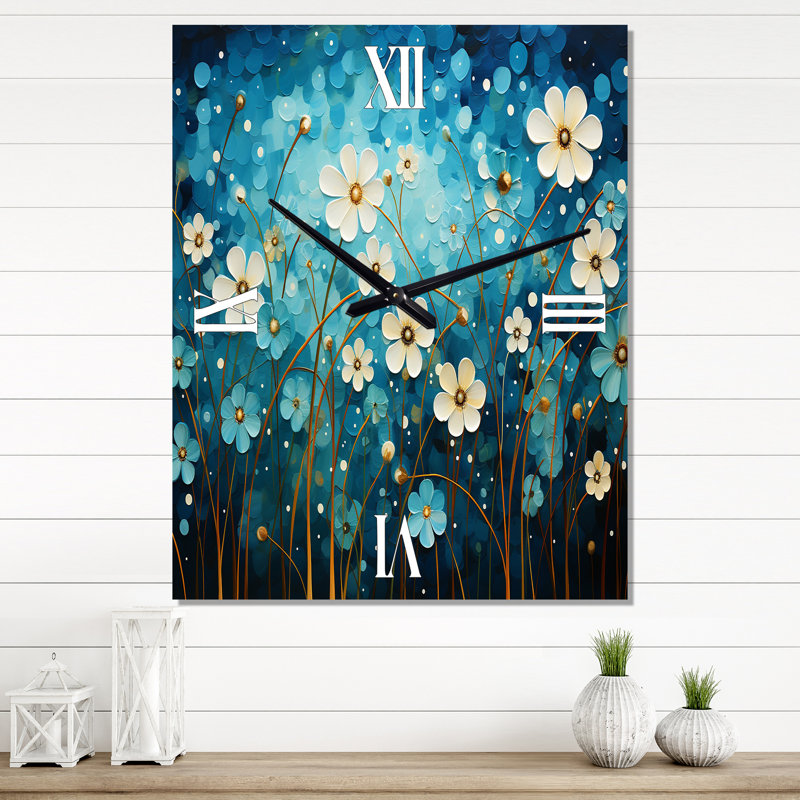 Turquoise Tranquility VIII - Abstract Landscape Wall Clock, Medium