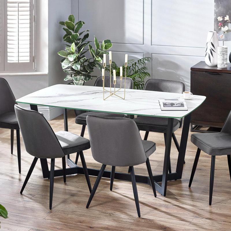 Glass Top Metal Base Dining Table