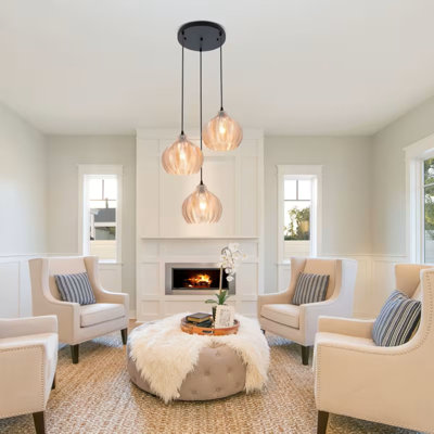Modern Simple Three-Head Glass Chandelier, 3 E26 Lamp Heads (Excluding Light Source), Suitable For Living Room, Dining Room, Bedroom, Corridor And Island