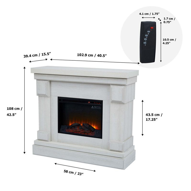 Versanora 102.9cm W Wood Grain/White Electric Fireplace with 4600 BTU