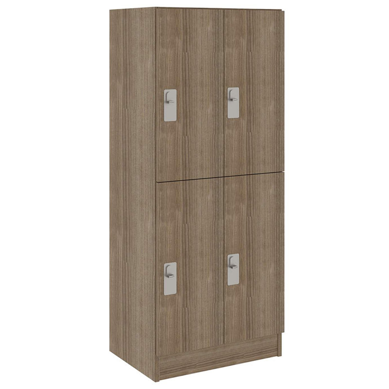 Armoire-penderie double à quatre compartiments avec porte, Orme foncé