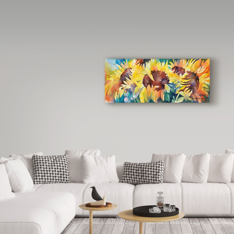 «Row of Sun» par Mattox, reproduction d'aquarelle sur toile tendue, H 20 po x l 47 po x P 2 po