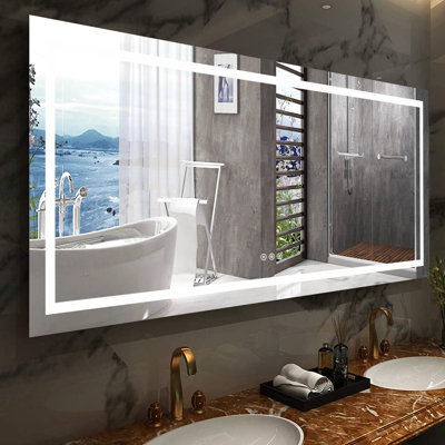 Eleen 84"x 32" Rectangular Modern High Lumen Vintage LED Light Anti-Fog Bathroom Mirror