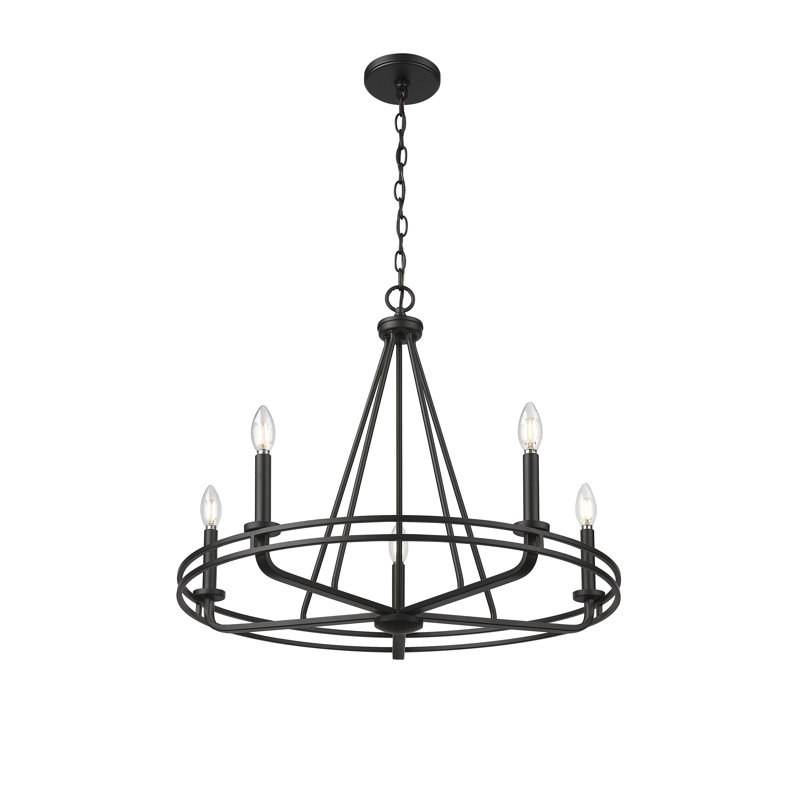 Jody 26.5" Wide 5-Light Chandelier - Matte Black, 5, Matte Black