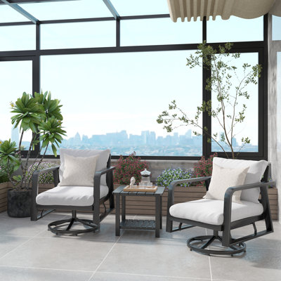 Euharlee 3-Piece Outdoor Aluminium Conversation Set with Olefin Cushions