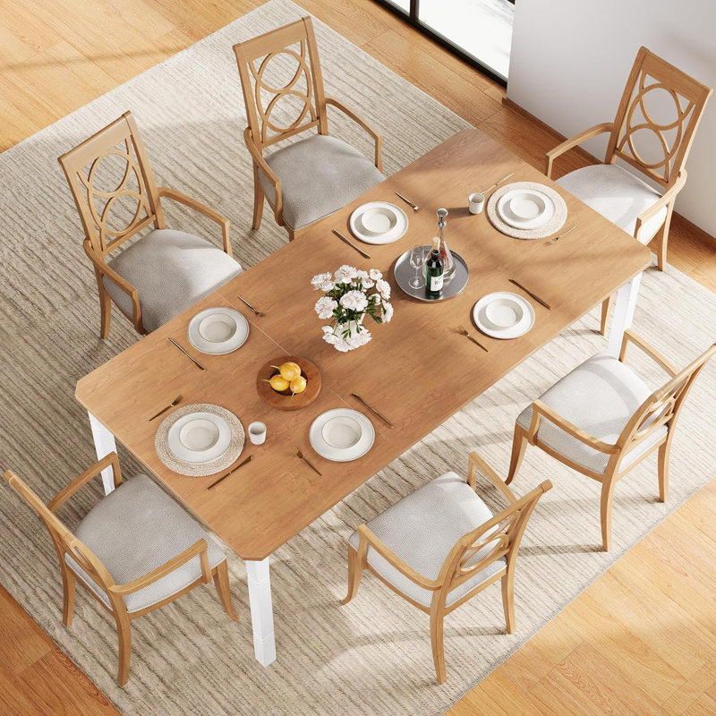 79" Industrial Farmhouse Dining Table for 6-8, Heavy Duty Metal Legs & Wood Top, Rustic Kitchen Table for Living/Dining Room