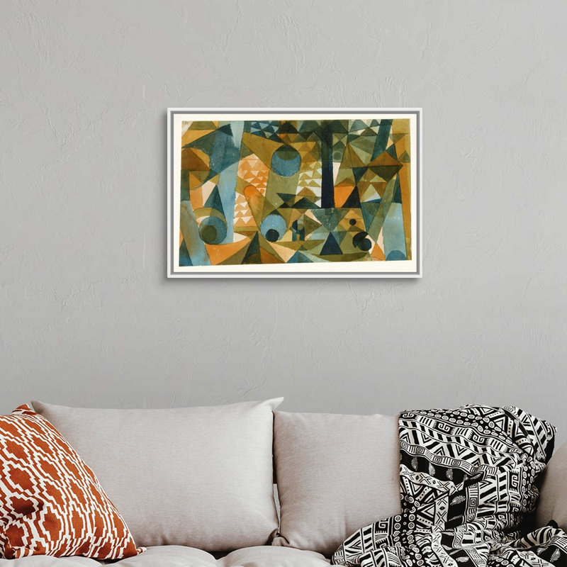 Reproduction d’art sur toile, "composition" par Paul Klee, H 22 po x l 32 po x P 1,75po, Cadre blanc
