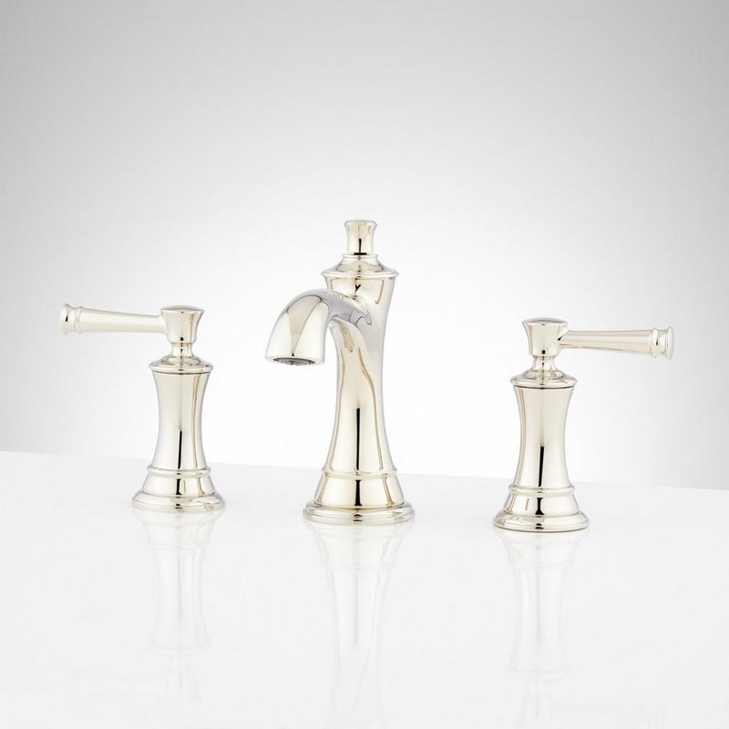Robinet de salle de bain espacé 1,2 GPM avec ensemble de bonde escamotable Beasley, Nickel poli