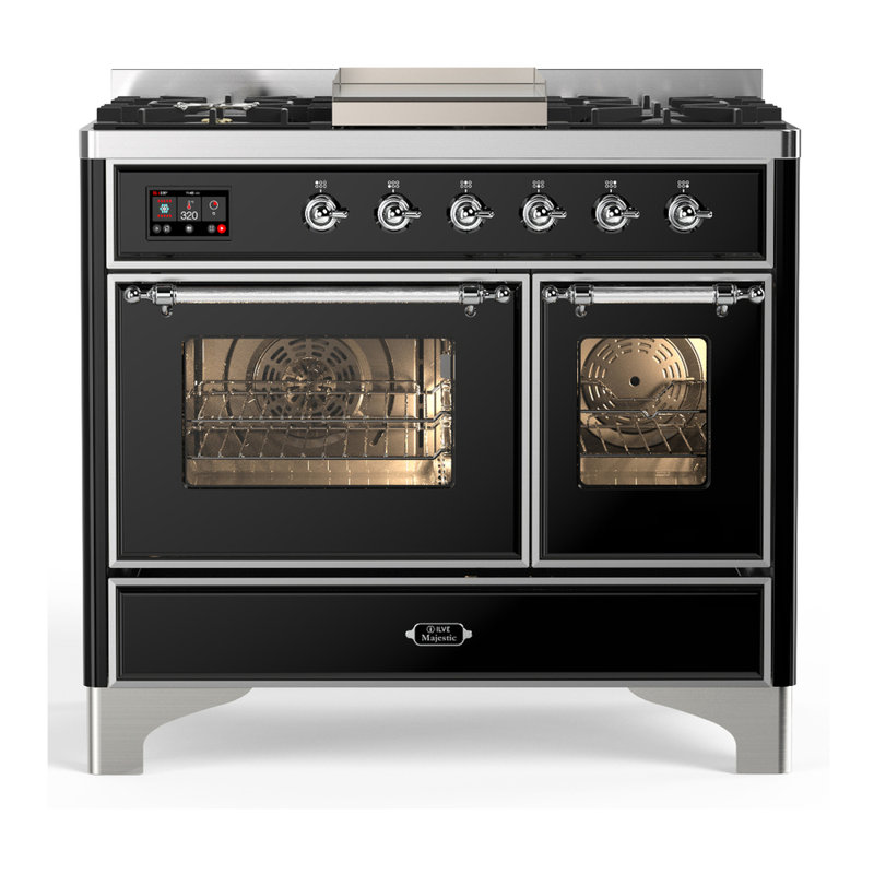 Majestic III Series 40 Inch Dual Fuel Range with 6 Sealed Burners, Griddle, in Mightnight Blue (Natural Gas, Chrome Trim)