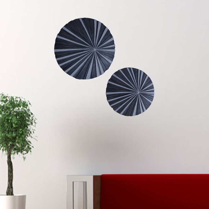 Round and Ribbed Sandstone Wall Décor Large, Gray, 19" H x 19" W x 1' D