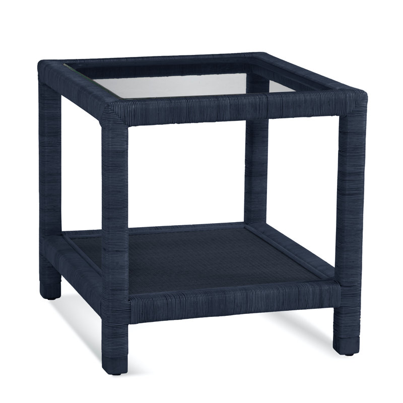 Pine Isle Glass End Table, Navy