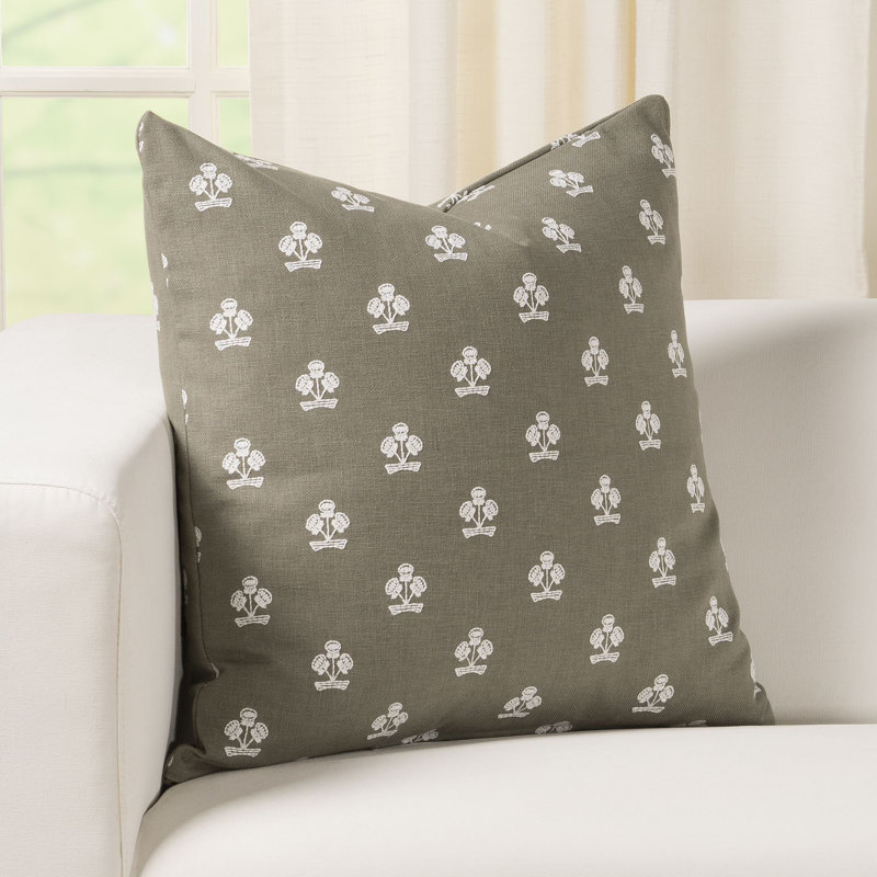 Housse et insert de coussin Hamachi, Plumes, Carré 16 po, Sage Green Floral