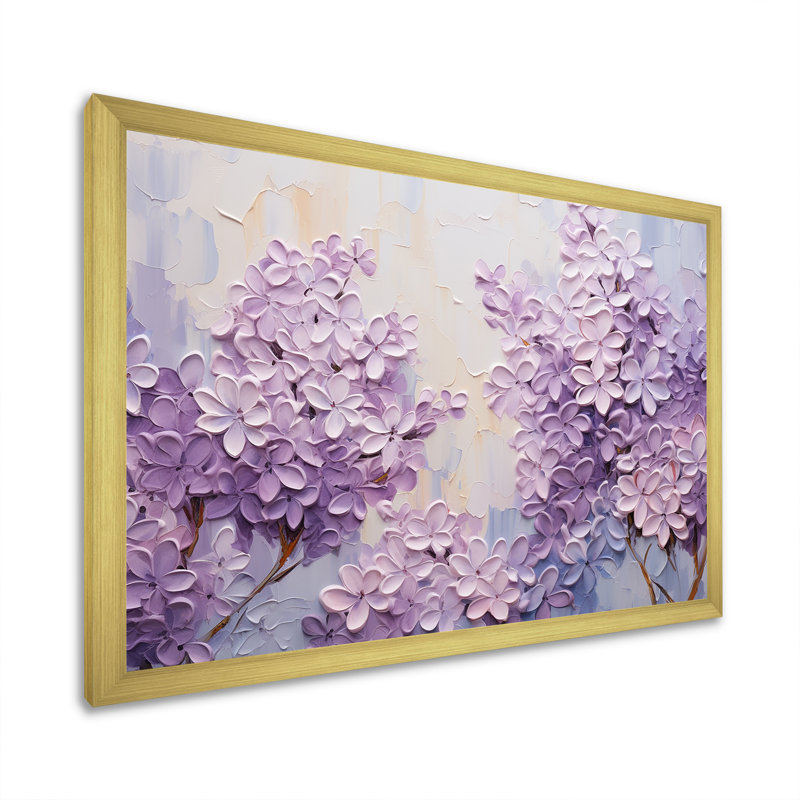 Blooming Lilac Melody III - Lilas, art sur toile, H 24 po x l 32 po x P 1 po, Cadre doré simple