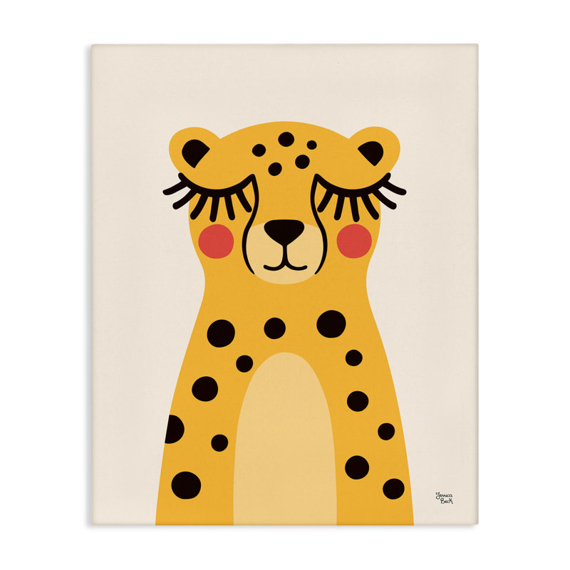 Toile jaune guépard, conception par Jessica Beck, H 20 po x l 16 po