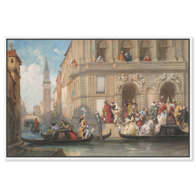 Masqueraders on Gondola Canvas Coastal Classic Art par Art Remedy
