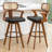 Swivel Upholstered Cane Back Bar Stools-592409354-592409349