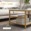 Ensemble de 2 tables basses rectangulaires et rondes avec tablettes de rangement, plateau en faux marbre et structure en acier, table d'appoint pour le salon