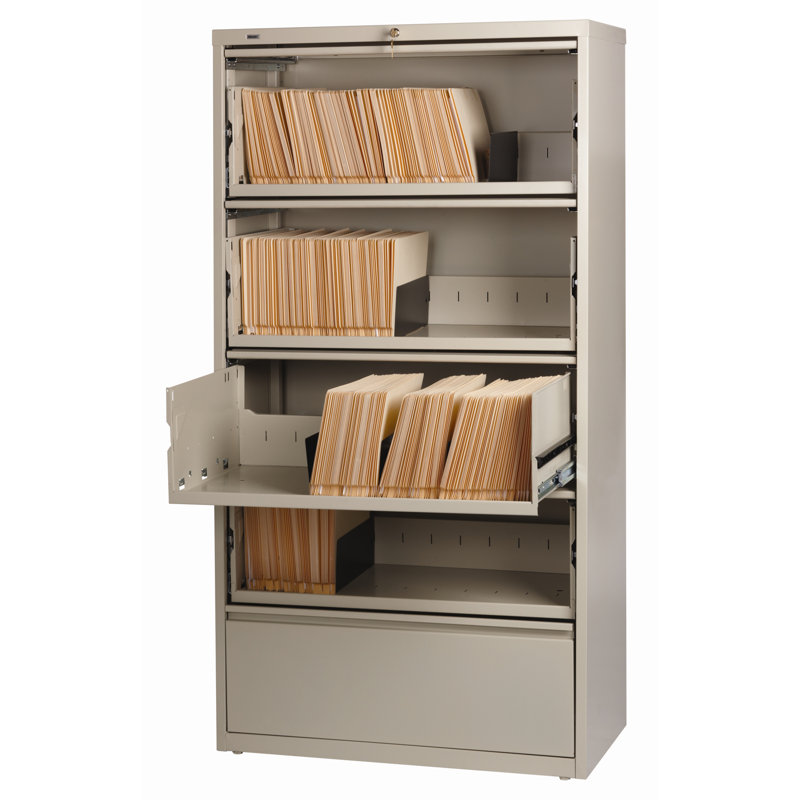 36 " Wide 5 Steel Lateral Filing Cabinet, Putty