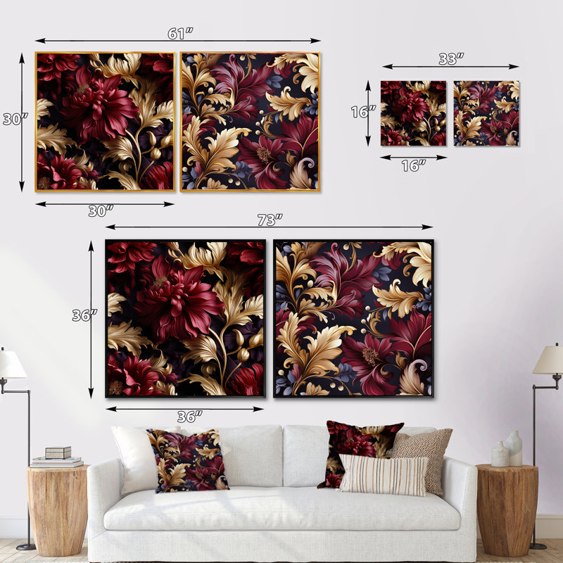 Dandridge - Ensemble de 2 collages carrés botaniques abstraits, Cadre flottant brun, H 16 po x l 33 po