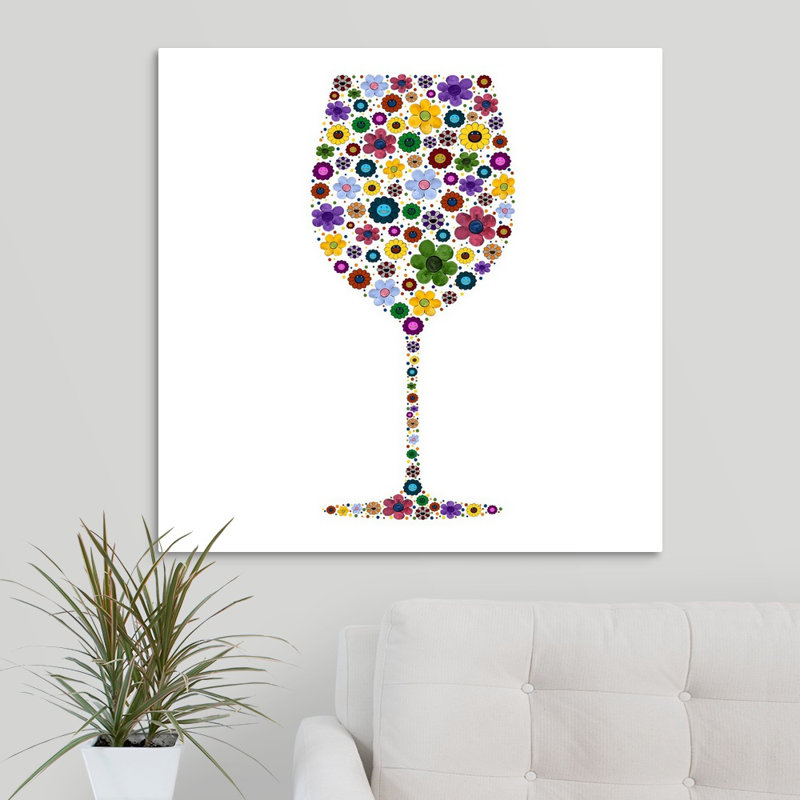 « wine glass party ii », peinture sur toile, H 30 po x l 30 po x p 1,25 po, Toile tendue