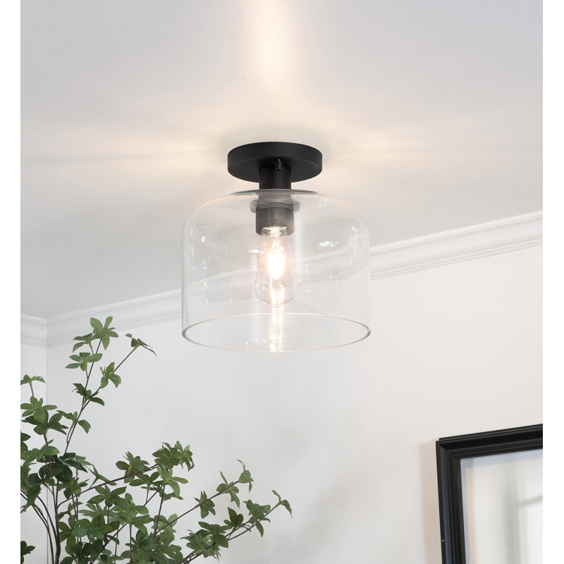 Elsa 10'' Med Base Semi-Flush, Black