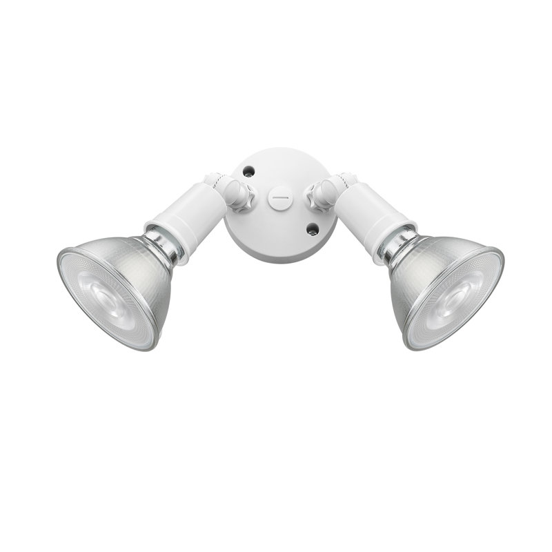 Matte White Aluminum Dual Head Outdoor Security Flood Light