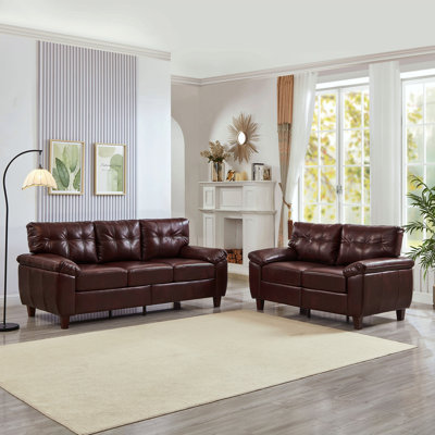 Canapé 2 pièces en similicuir 3 places avec causeuse moderne, canapé de salon avec rangement, grand canapé avec accoudoirs, canapé en cuir PU