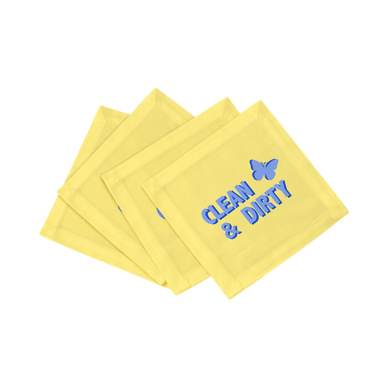 Serviettes de table en satin de coton Canasta, Beurre bleu