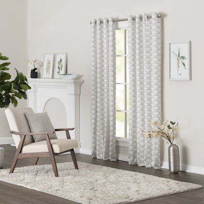 Sushil 100% Cotton Light-Filtering Printed Shell Curtain Panel With Grommet Top