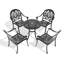 Ensemble de 5 meubles de patio en aluminium coulé avec cadre noir et coussins de siège bruns (même référence: W1710S00416)