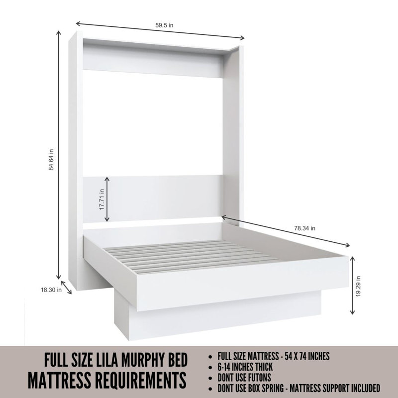 Dekari Storage Murphy Bed, Full / Double, Gray