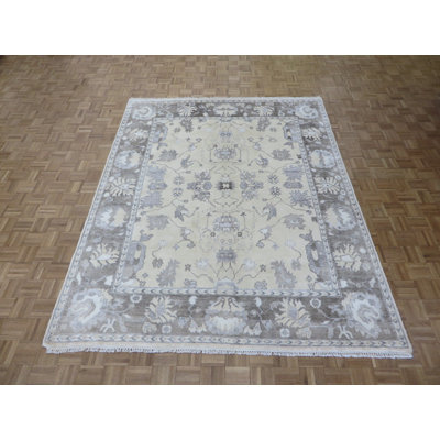 Tapis de zone noué la gris 8 pi x 10 po one-of-kind Josephson
