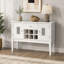Buffet Elizaveta en faux cristal avec finition laquée blanche lustrée, meuble de rangement élégant pour salle à manger