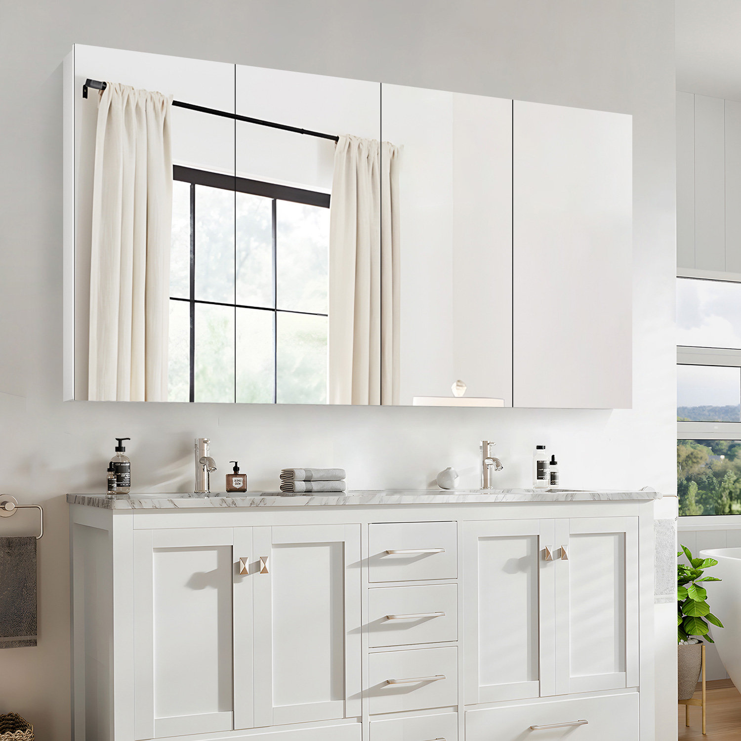 Bathroom Cabinet with Mirror, Mirrored Wall-Mounted Storage offers Medicine Cabinet