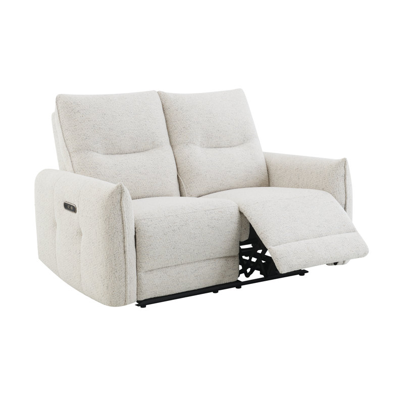 Motion Power Reclining Loveseat In Cream Chenille With Built-In USB Charging Port & Type C