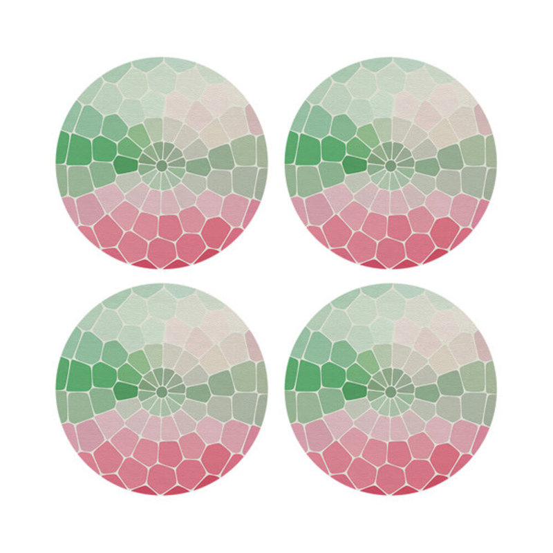 Mosaico Vegan Leather Round Pebble Placemat, Palm