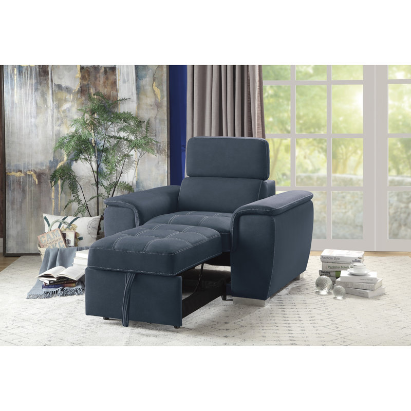 Chaise avec repose-pieds coulissant en microfibre