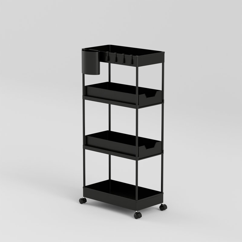 33.07'' H x 15.35'' W Utility Cart with Wheels, Black