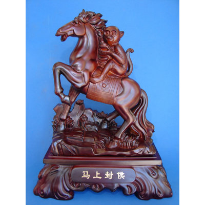 Figurine gros cheval portant un singe pour la promotion