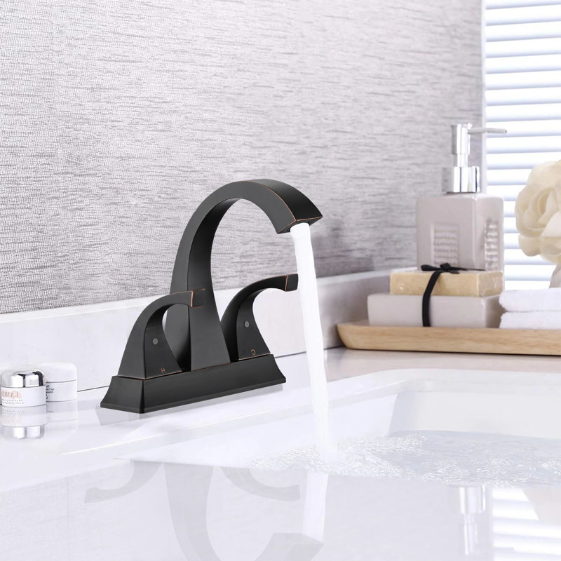 Centerset 2-handle Bathroom Faucet with Drain Assembly, Oil-Rubbed Bronze