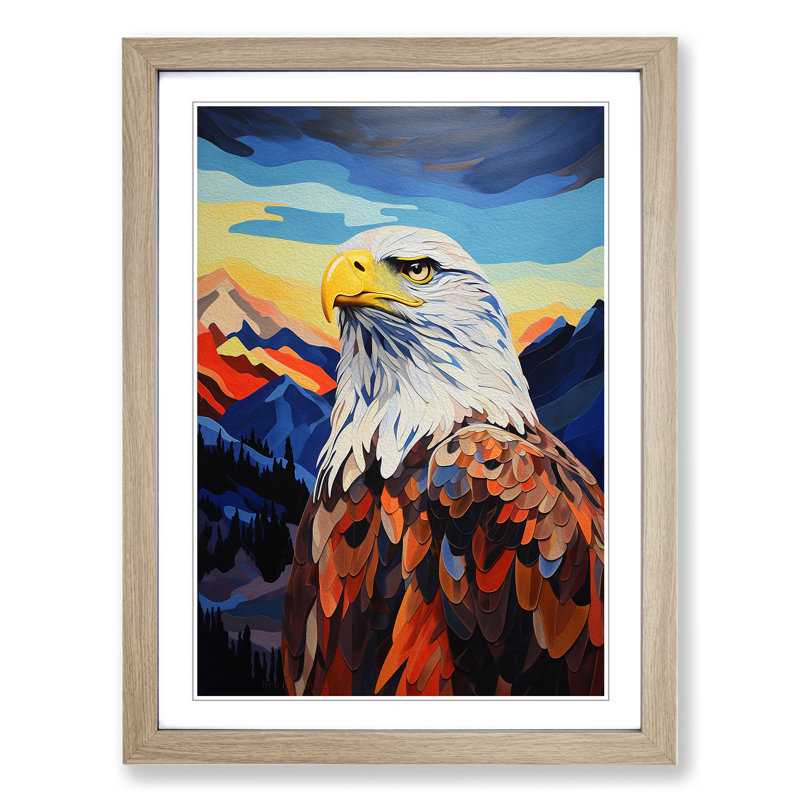 Eagle Colour Field No.2 - Single Picture Frame Print on Wood, Oak Framed, 34cm H x 25cm W