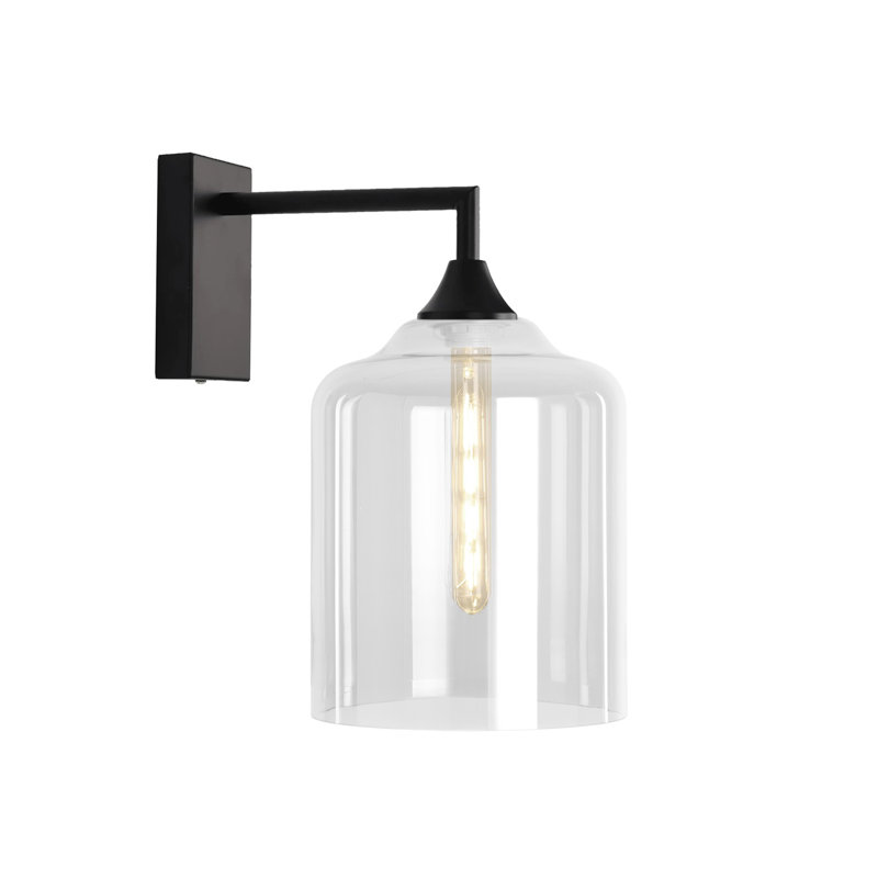 Borica Armed Sconce, Black, Clear