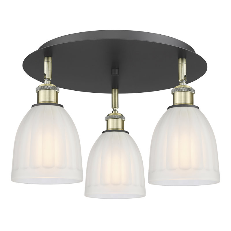 Bianey Glass Flush Mount, White, Black Antique Brass