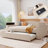 Beige Fleece Daybed With Storage Compartment, Trundle And Sound System Full Size Trundle, Soft Fleece, For Entertaining Enjoyment