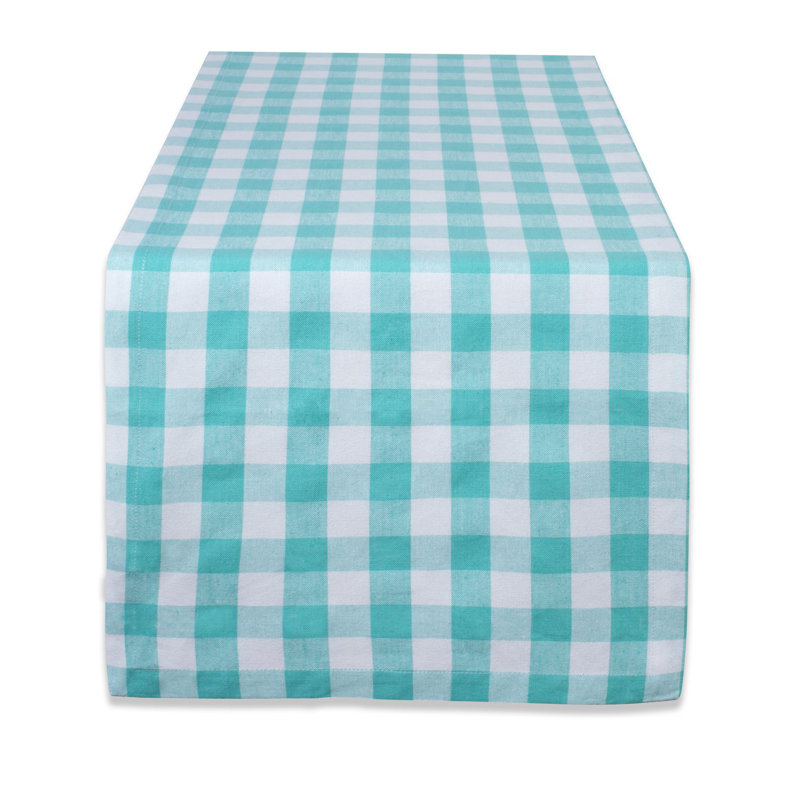 Devia Checkers Table Runner, Aqua