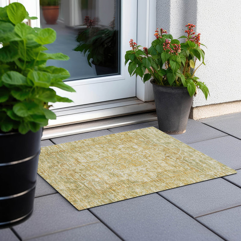 Tapis brun clair d'intérieur / extérieur lavable à la machine, Rectangle 1 pi 8 po x 2 pi 6 po