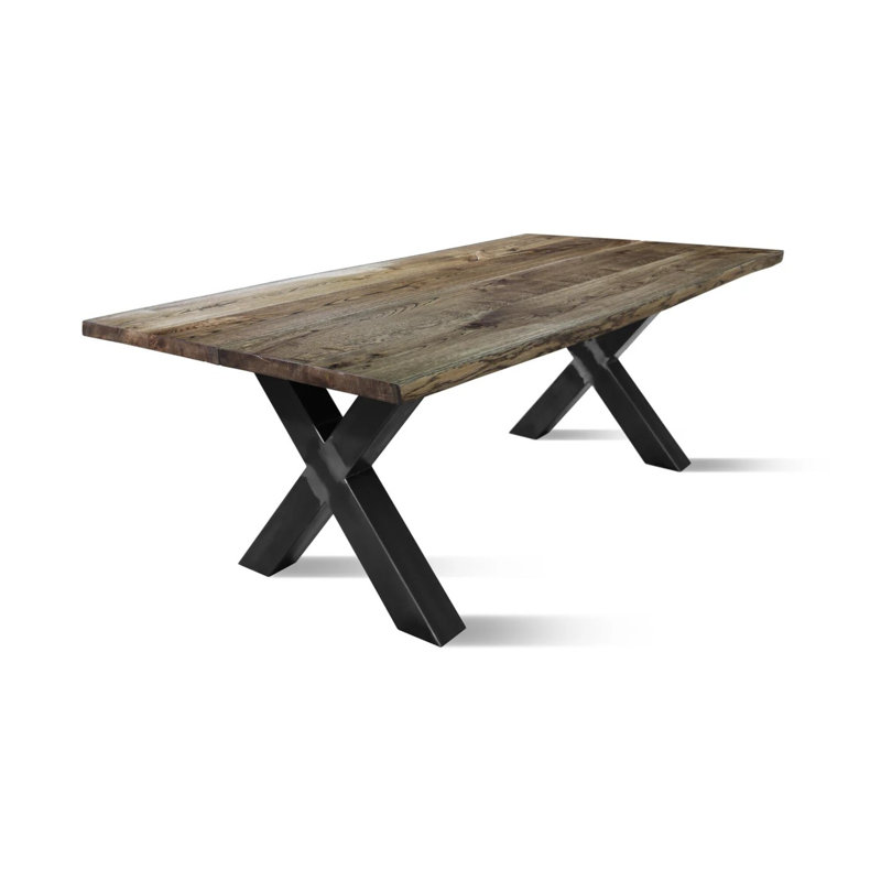 Ishpeming Solid Wood Top Metal Base Dining Table