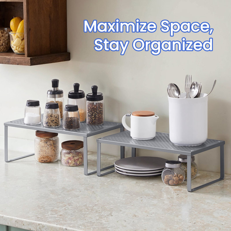 Ensemble de 2 tablettes de rangement empilables, grey