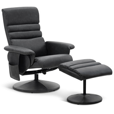 Airanna Recliner with Ottoman, Reclining Chair with Massage, 360 Swivel Chair,  Faux Leather